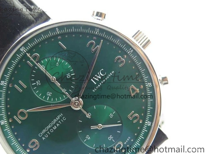 MIROTIME 0421 Elegant Portuguese IW371615 ZF 1:1 Best Edition SS Green Dial on Black Leather Strap A96355 V 7081